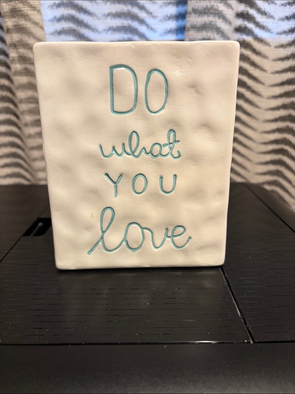 Ashland White Ceramic Sign with Teal Lettering - "Do What You Love"